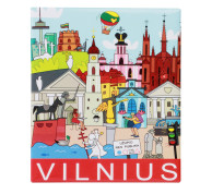 Illustrated Magnet with Vilnius City View